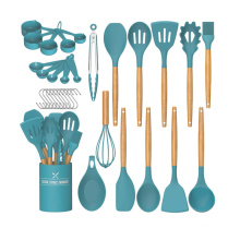 Best Selling Products Eco-friendly BPA-free Kitchen Accessorries Wooden Handle Kitchenware Silicone Cooking Tools Utensils 11PCS